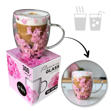 Termostiklas su gėlėmis viduje 300ml (SZK:165)
