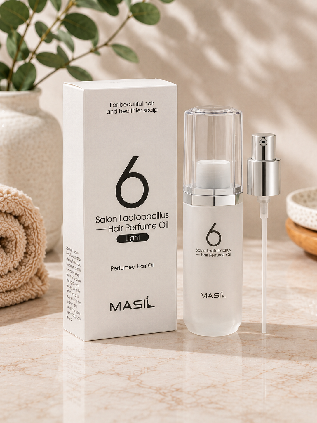 Plaukų parfumuotas aliejus „Masil 6 Salon Lactobacillus Light“