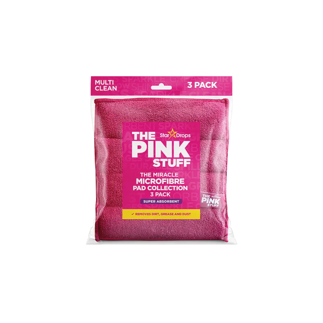 THE PINK STUFF MICROFIBRE SUPER ABSORBENT - mikropluošto šluostės 3 vnt