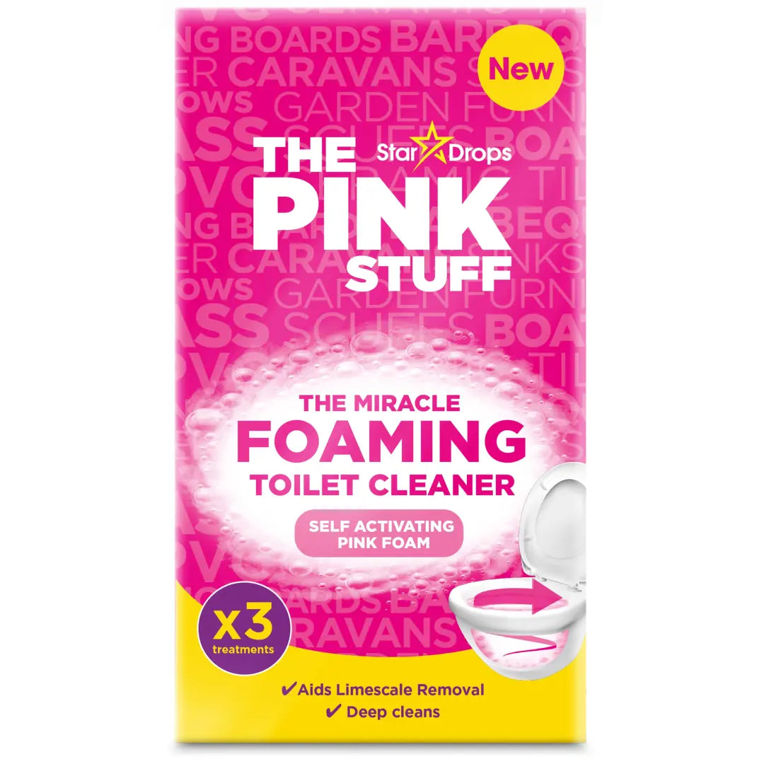 THE PINK STUFF POWER FOAMING putojantys tualeto WC valymo milteliai 3 x 100 g
