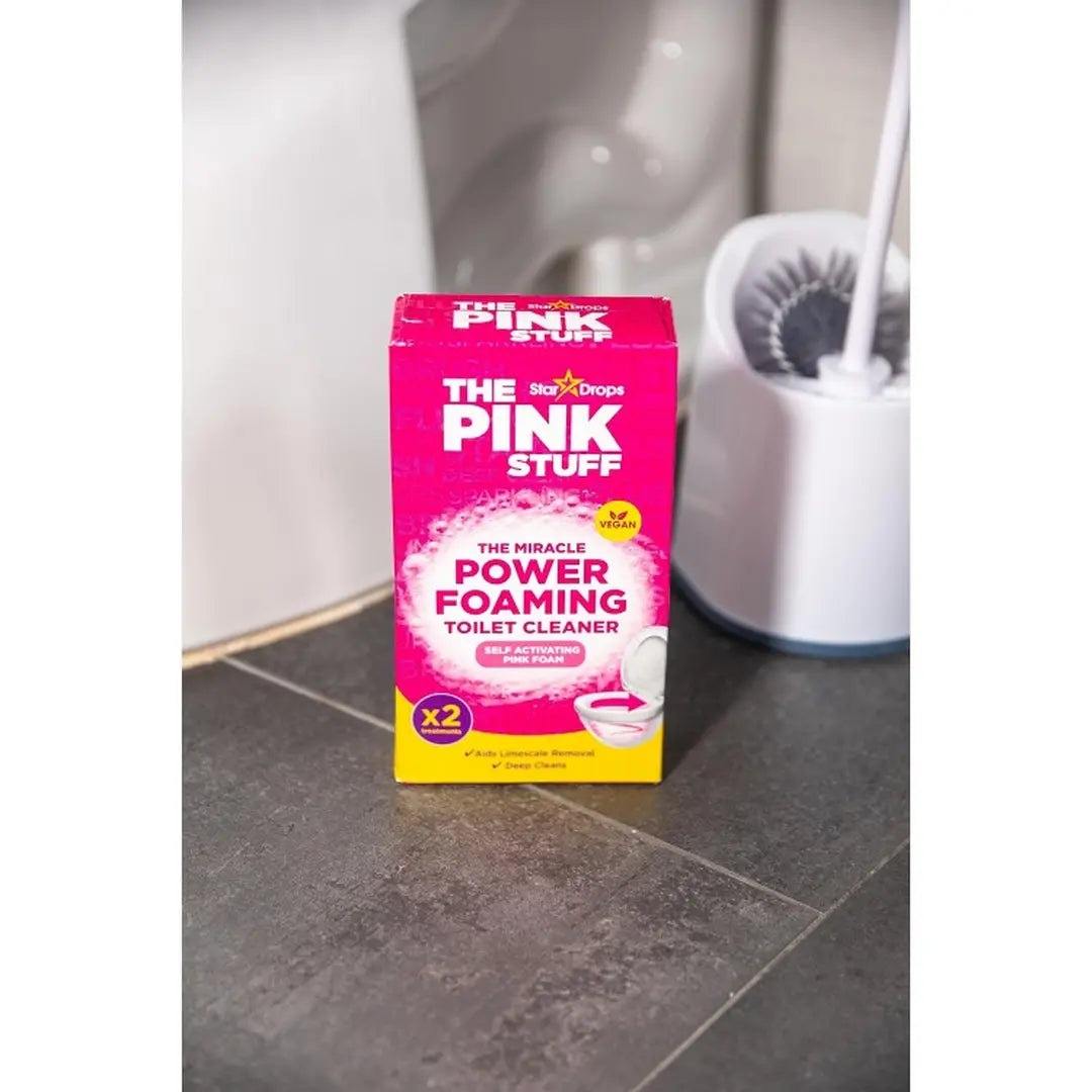 THE PINK STUFF POWER FOAMING putojantys tualeto WC valymo milteliai 3 x 100 g