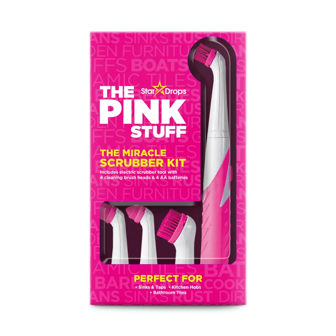 THE PINK STUFF elektrinis valymo šepetėlis su 4 keičiamais antgaliais(BE PASTOS)