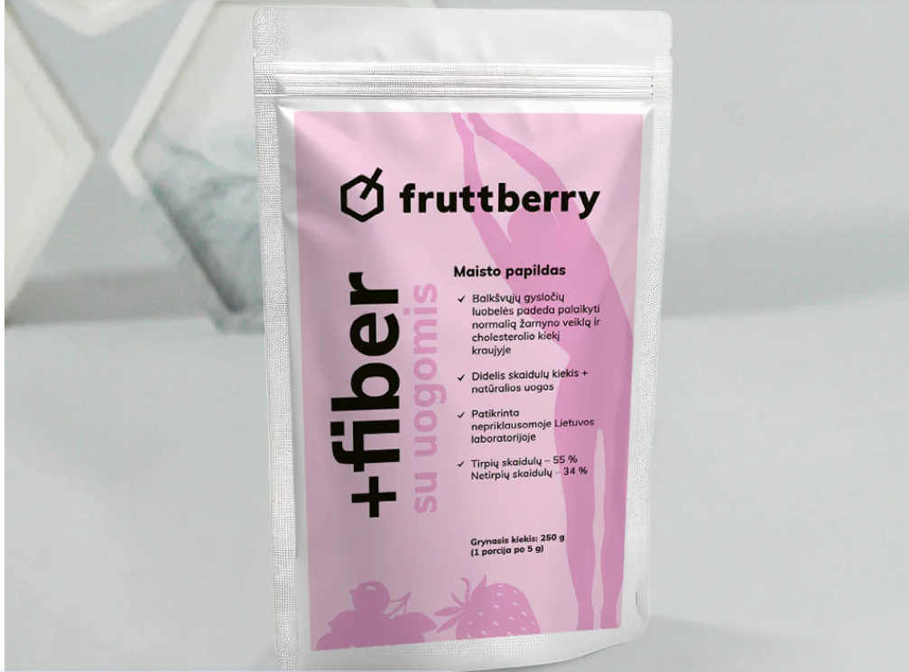 Skaidulos su uogomis - FRUTTBERRY. Grynasis kiekis 250gr.
