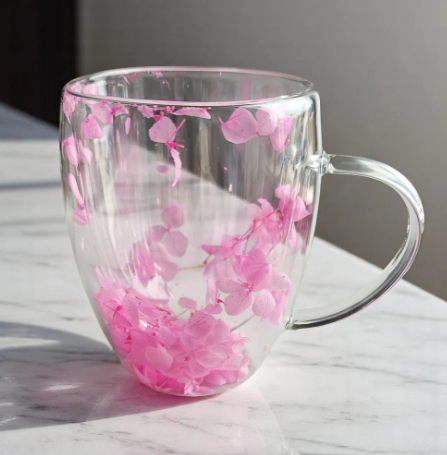 Termos stiklinė su hortenzijomis rožių viduje, 300 ml (SZK:77)