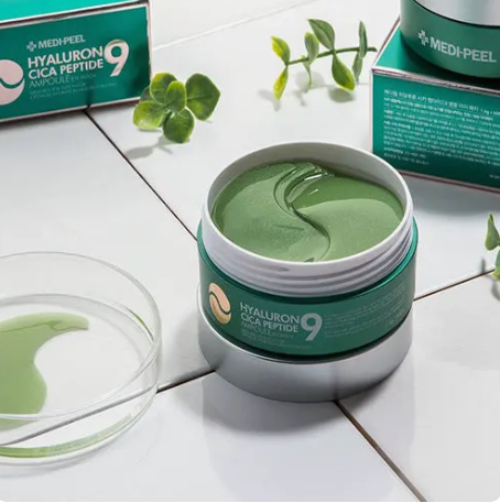 "MEDIPEEL Hyaluronic Cica Peptide 9 Ampoule Eye Patch" paakių pagalvėlės su peptidais ir centelės kompleksu, 60 vnt.