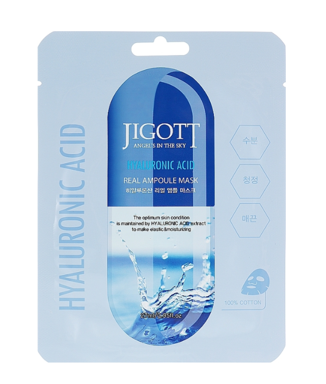 Jigott hialurono rūgšties ampulės lakštinė kaukė. 27 ml