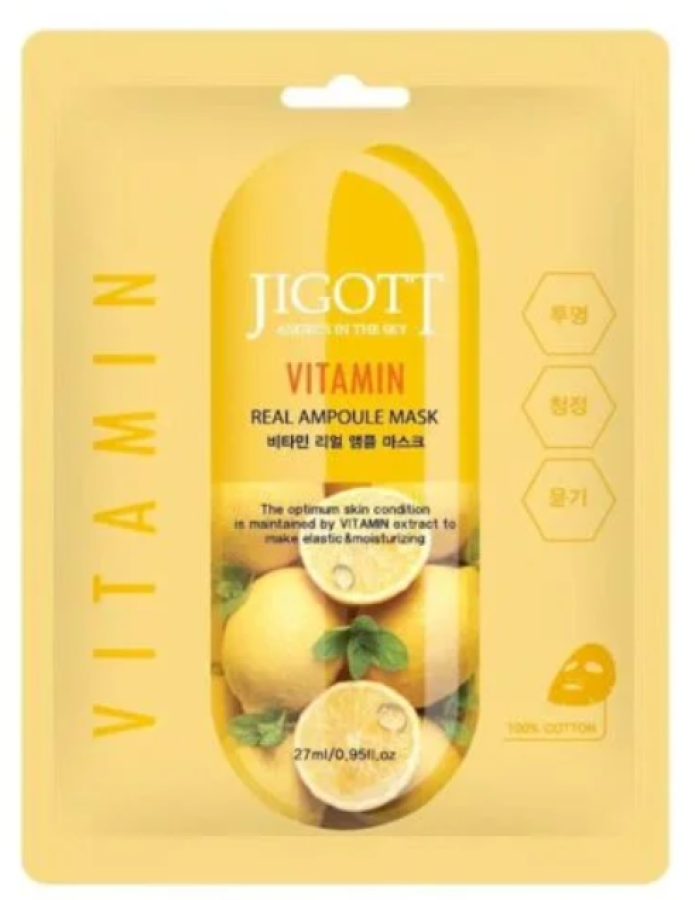 Jigott Vitamin Real Ampoule veido kaukė su vitaminais, 27 ml