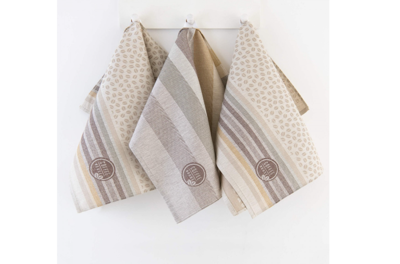 "COFFE" virtuvės komplektas smėlio spalvos. 3vnt dydis 50x70.