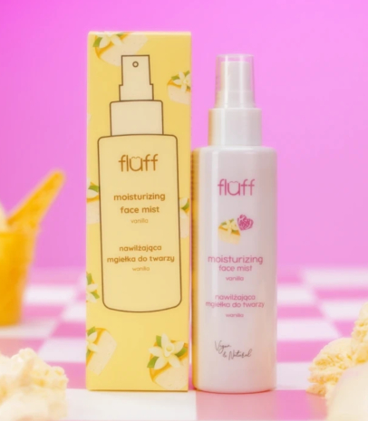FLUFF Drėkinamoji veido dulksna "kvepianti vanilė" 150ml.