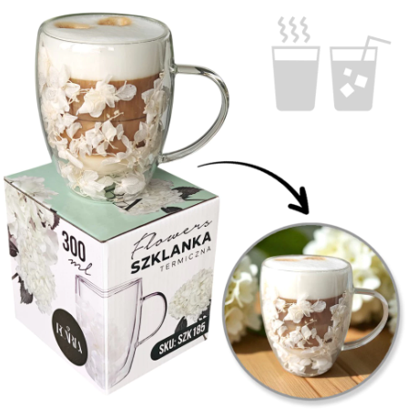 Termostiklas su gėlėmis viduje 300ml. SZK:185