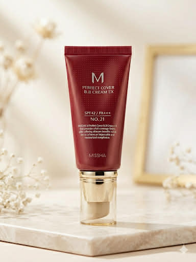 Missha M Perfect Cover EX maskuojamasis BB kremas Nr. 21 light beige su SPF42 PA+++ 50ml.