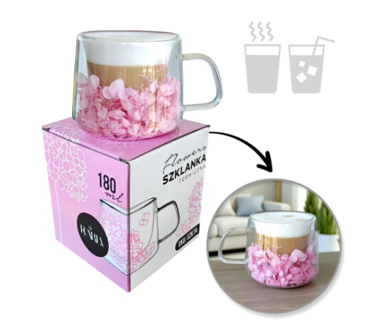 Termostiklas su gėlėmis viduje 180ml. SZK:74