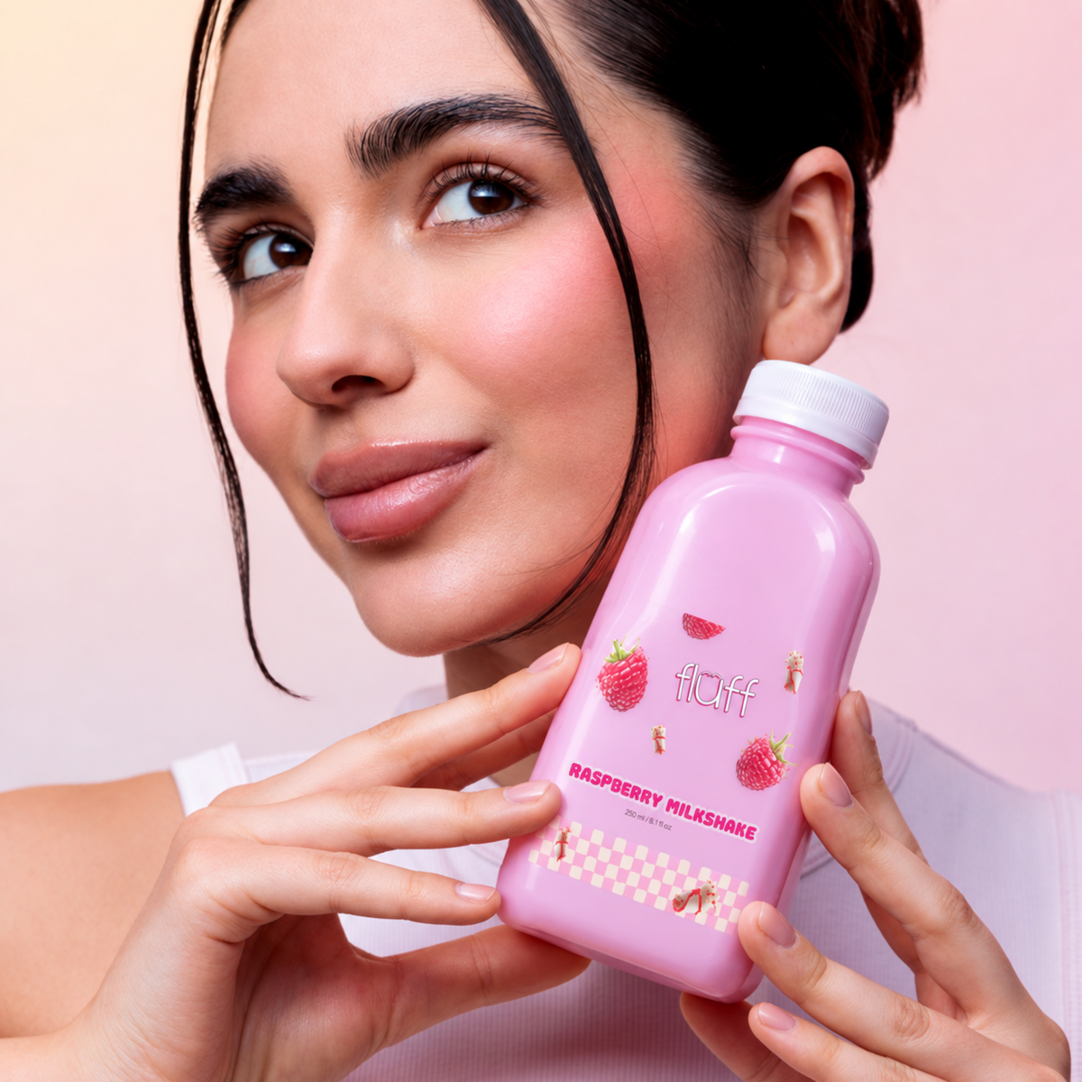 FLUFF dušo želė „Aviečių pieno kokteilis“, 500 ml