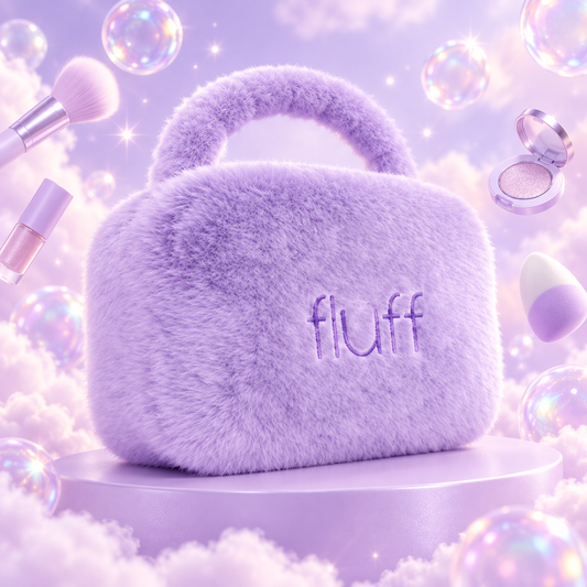FLUFF didelė violetinė kosmetinė su rankenėle