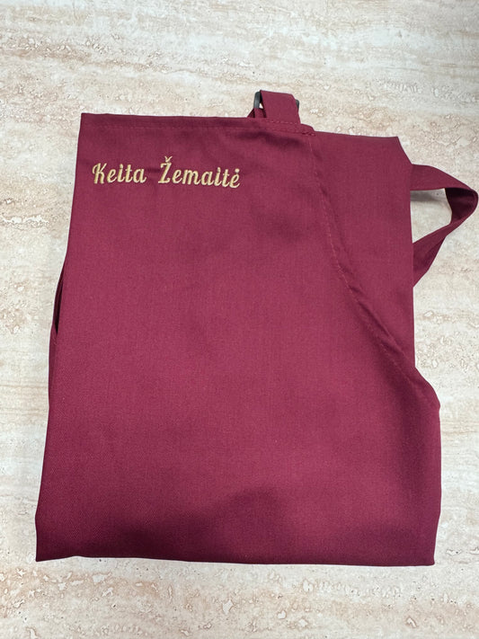 Bordo spalvos prijuostė " Keita Žemaitė" Vienas dydis.