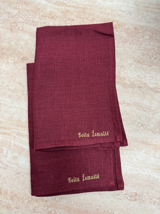 Lininis virtuvinis rankšluostis, bordo spalvos. Dydis 30x50.