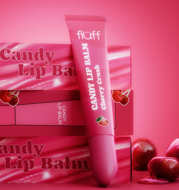 Fluff saldainių skonio lūpų balzamas „Vyšnių šėlsmas“, 12 ml