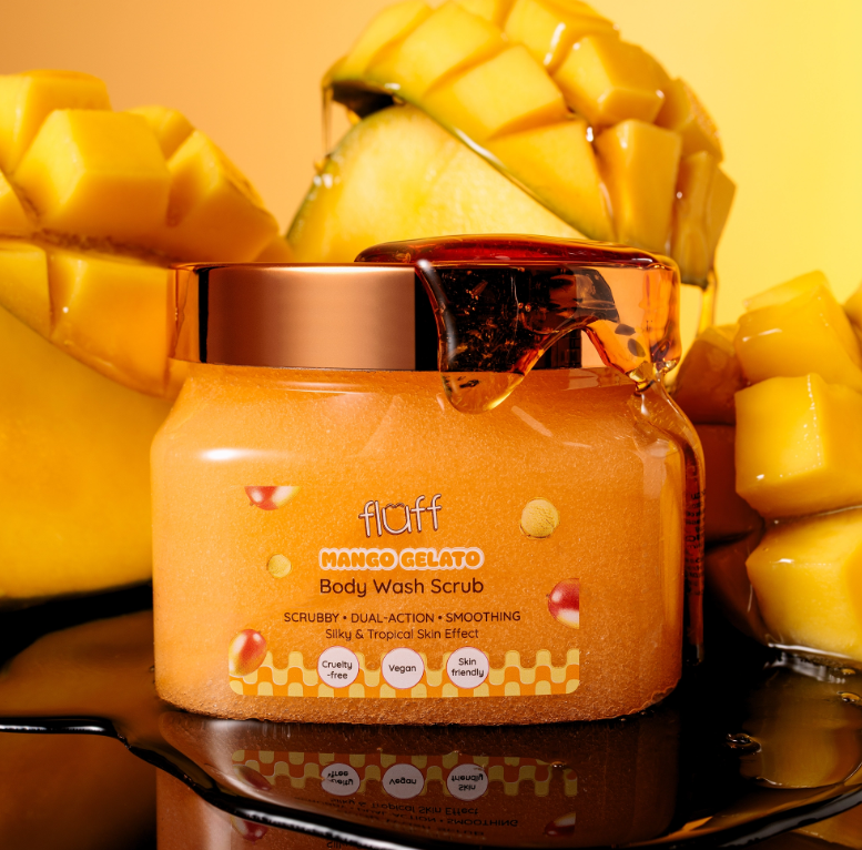 FLUFF kūno šveitiklis „Mango“ – 350 ml