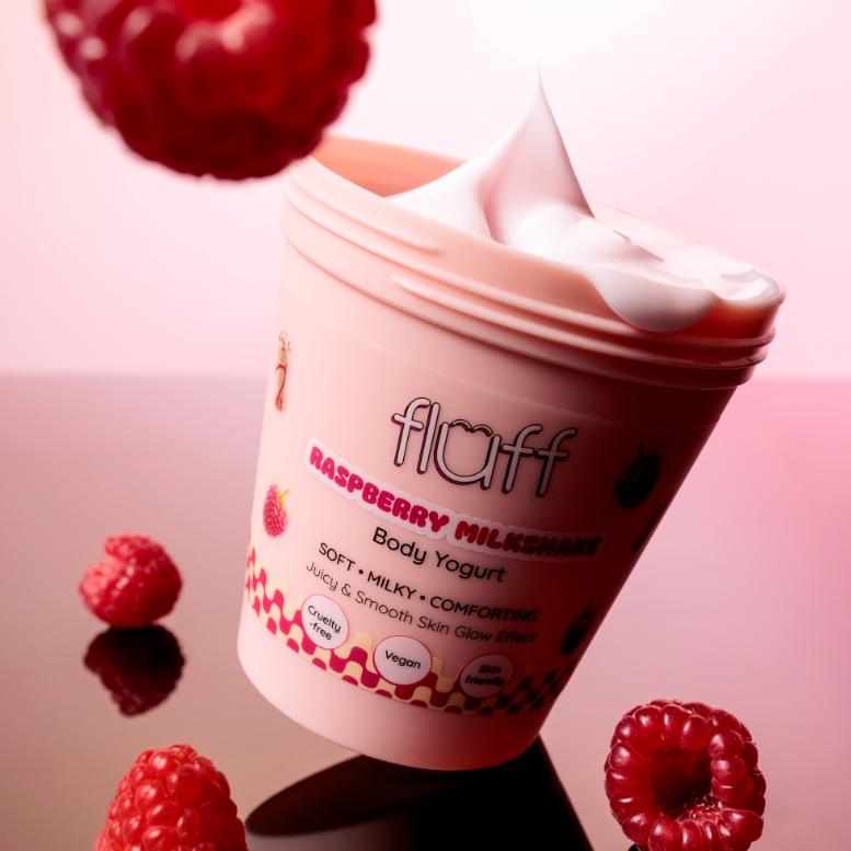 FLUFF kūno jogurtas „Aviečių pieno kokteilis“ – 180 ml