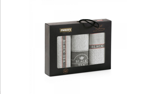 Virtuvinių rankšluosčių rinkinys "Black Tea". 3vnt. Dydis 50x70.