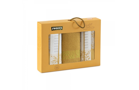 "ROWN ASH" virtuvės komplektas geltonas. Dydis du vnt. 50x70., 1vnt. 30x50.