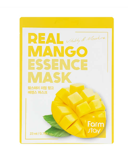 „FarmStay Real Mango Essence Mask“ lakštinė veido kaukė su mango ekstraktu.