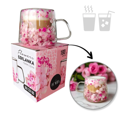 Termostiklas su gėlėmis viduje 180ml (SZK:190)