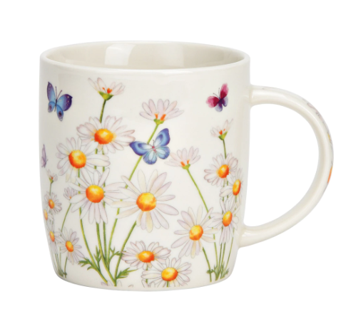 Porceliano puodelis su gėlių dekoracija