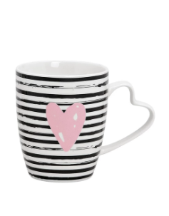 Porcelianinis puodelis su širdelės dekoru. 360ml.
