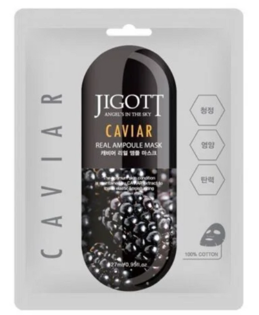 Jigott Caviar Real Ampoule veido kaukė su ikrais, 27 ml