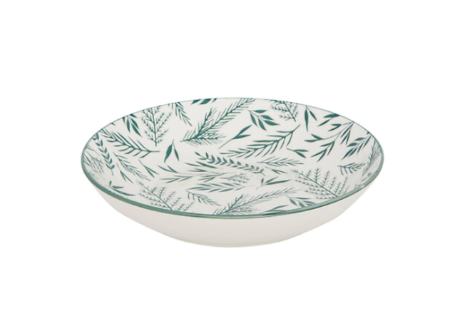 12 porcelianinių žalių lėkščių servizas