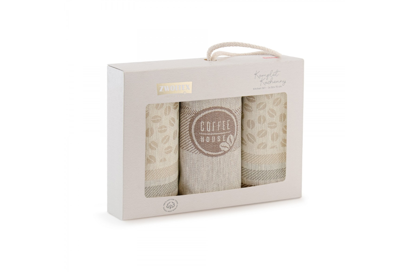 "COFFE" virtuvės komplektas smėlio spalvos. 3vnt dydis 50x70.