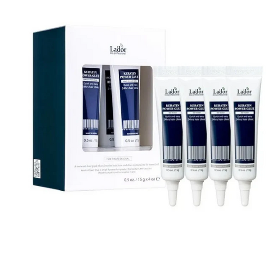 Lador Keratin Power Glue - intensyvus serumas, suskilusiems plaukų galiukams, nenuplaunamas 4 vnt. * 15 g
