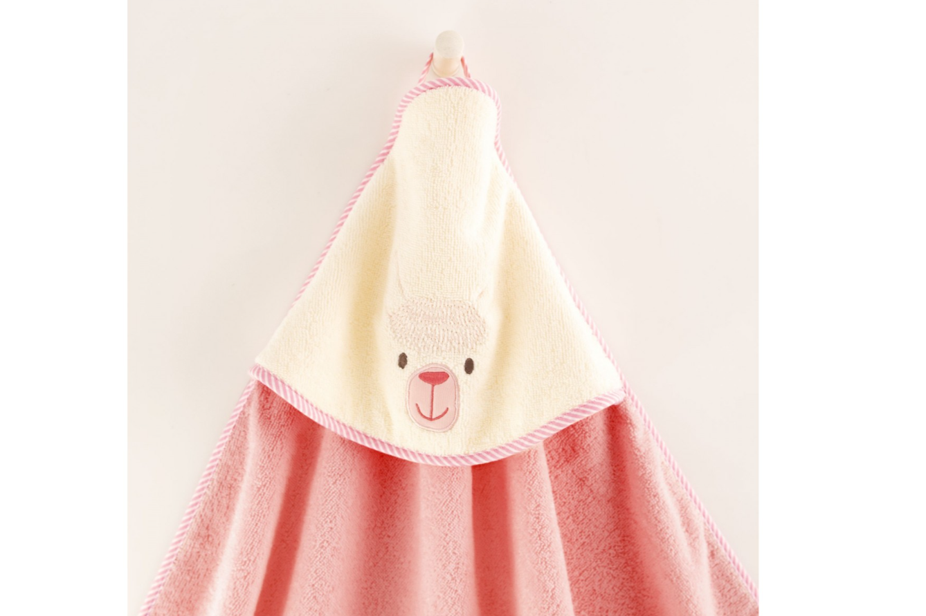 Vaikiškas rankšluostis "Lama" su gobtuvu. Dydis 90x90.