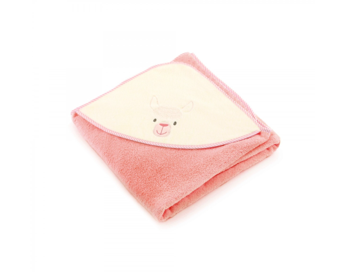 Vaikiškas rankšluostis "Lama" su gobtuvu. Dydis 90x90.