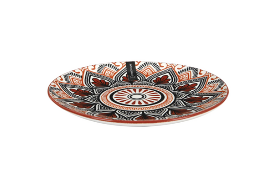 Mandalos lėkštė su oranžinės-raudonos spalvos raštais