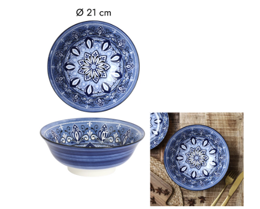 Salotų dubuo, Džaipuro mėlyna, 21 cm skersmens