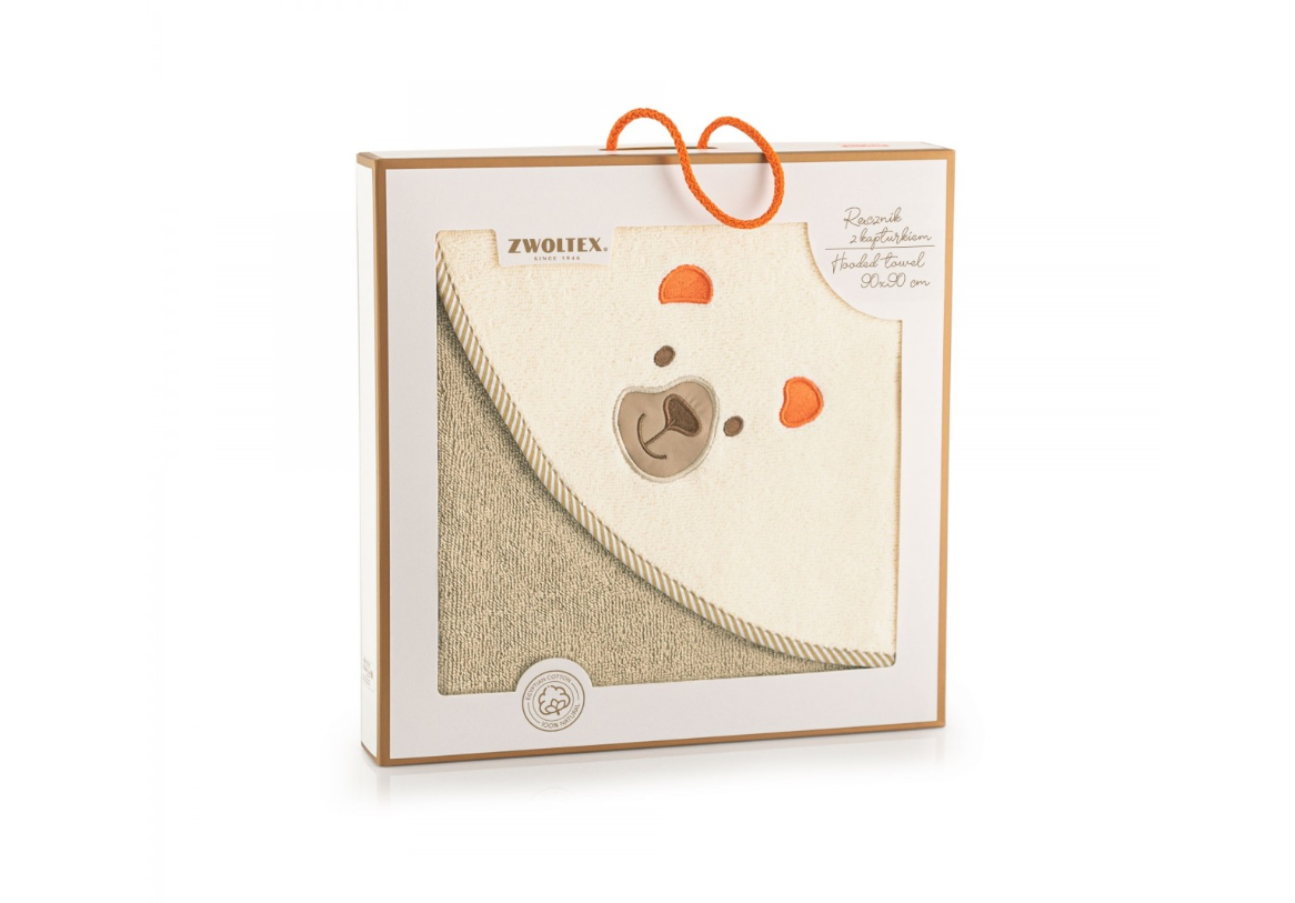 Vaikiškas rankšluostis "Meškiukas" su gobtuvu. Dydis 90x90.