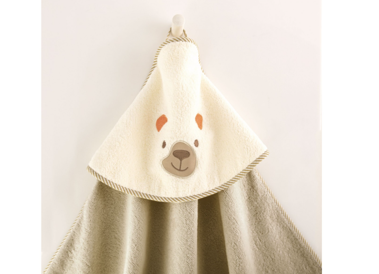 Vaikiškas rankšluostis "Meškiukas" su gobtuvu. Dydis 90x90.