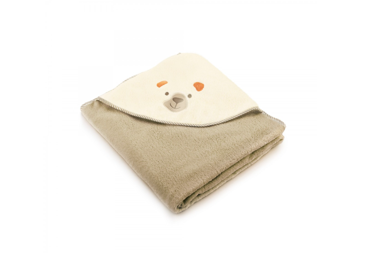 Vaikiškas rankšluostis "Meškiukas" su gobtuvu. Dydis 90x90.