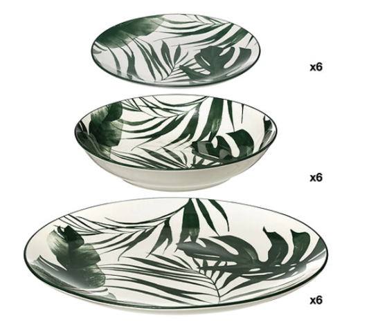 18 dalių indų servizas "Žaliosios palmės"