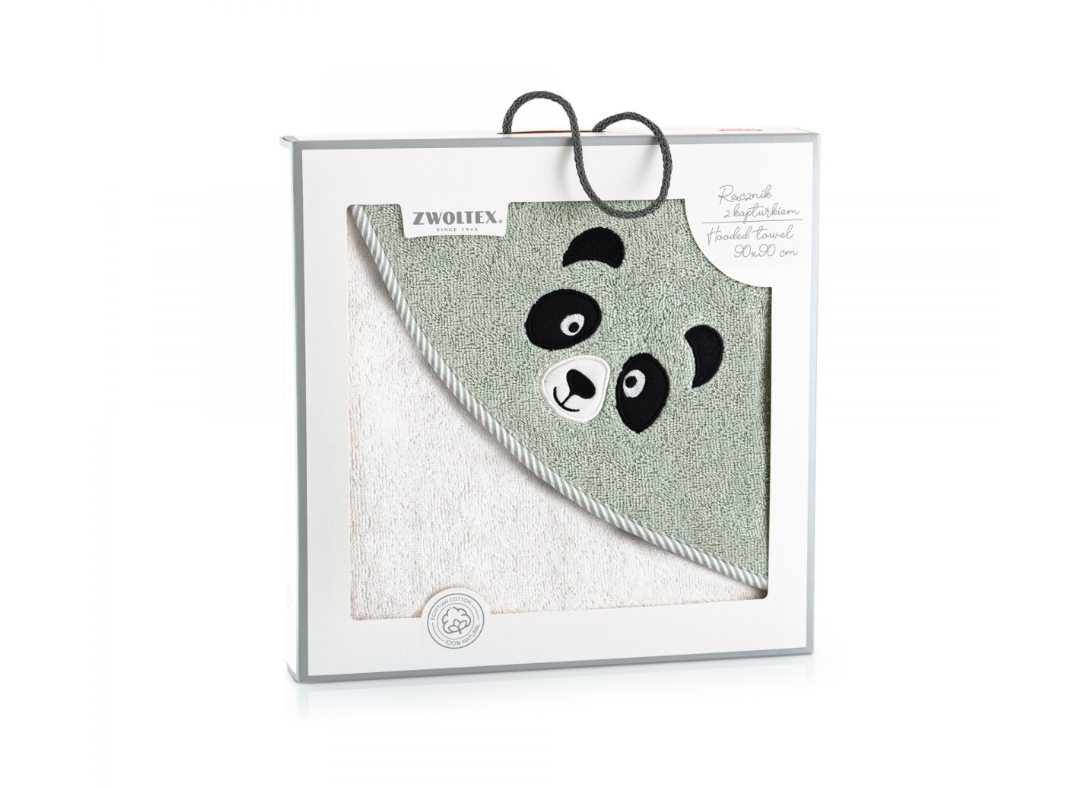 Vaikiškas rankšluostis "Panda" su gobtuvu. Dydis 90x90.