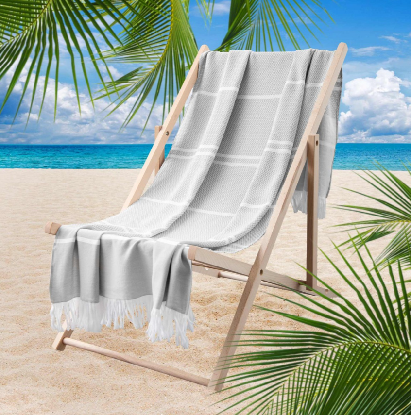 Fouta rankšluostis SAN DIEGO baltas/šviesiai pilkas 100x160