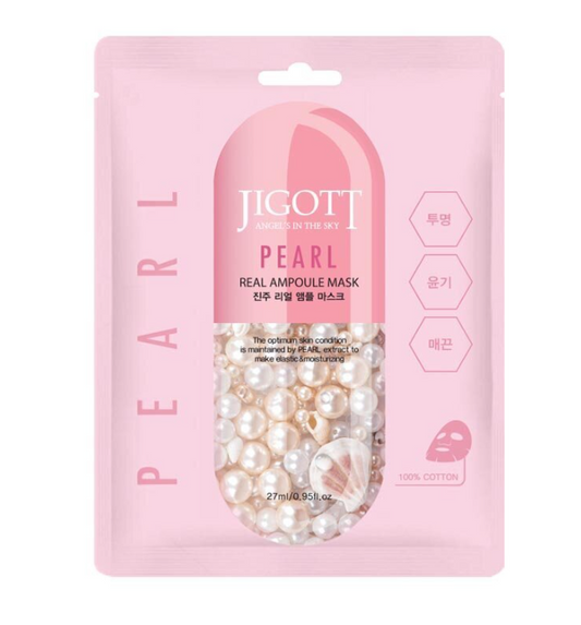 Jigott Pearl Real ampulės lakštinė kaukė. 27 ml