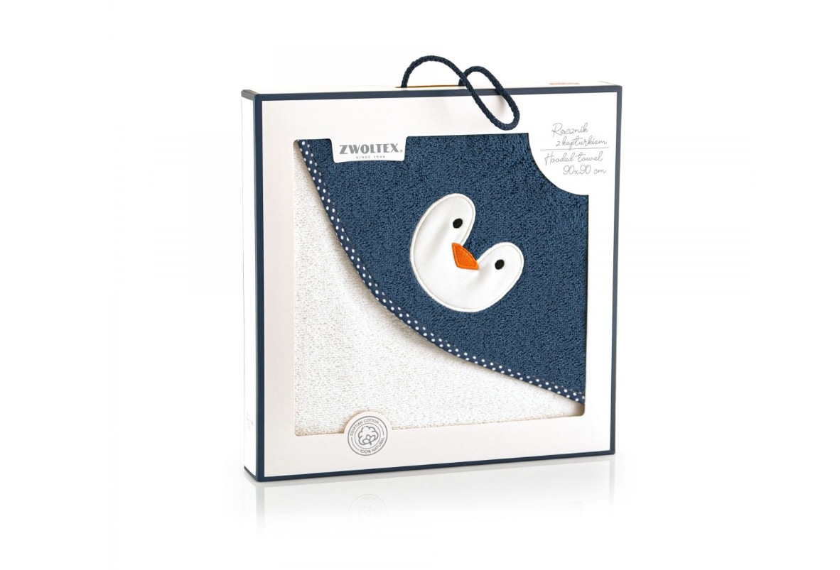 Vaikiškas rankšluostis "Pingvinas", su gobtuvu. Dydis 90x90.