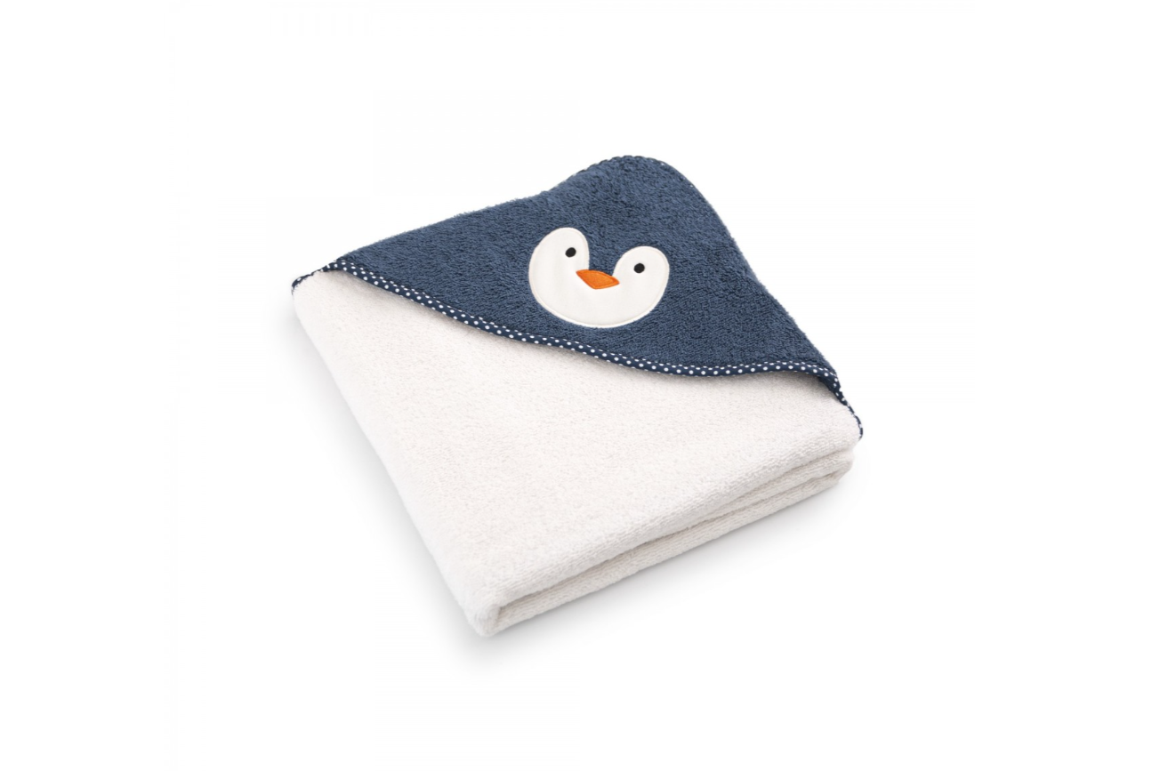 Vaikiškas rankšluostis "Pingvinas", su gobtuvu. Dydis 90x90.