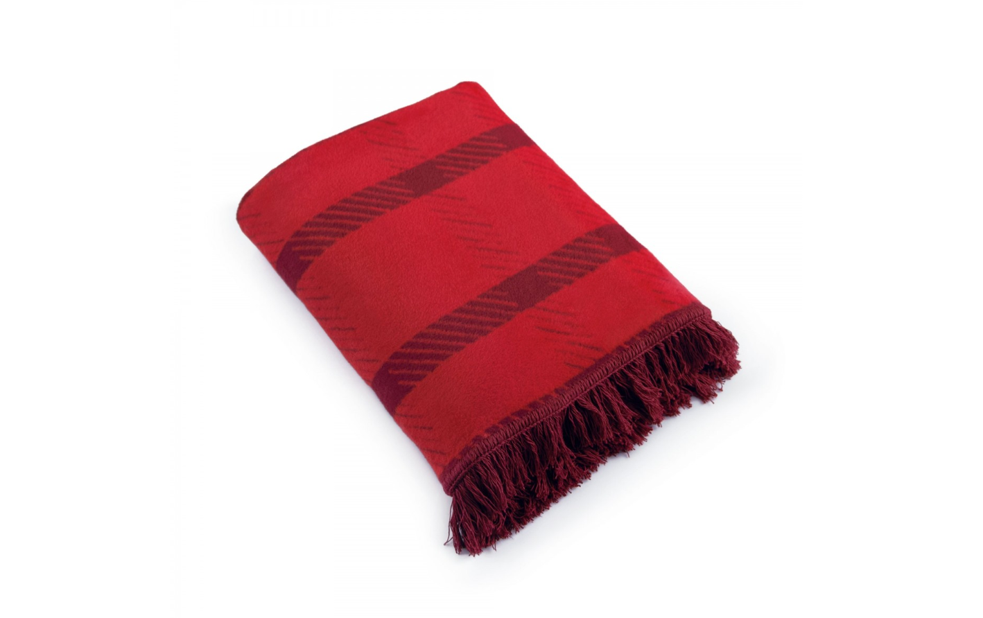 Aukštos kokybės medvilnės antklodė. Raudona, languota. Dydis 150x200.