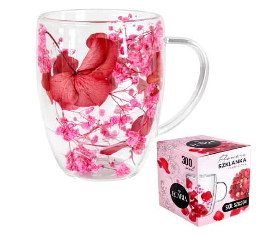 Termostiklas su gėlėmis viduje 300ml (SZK:204)