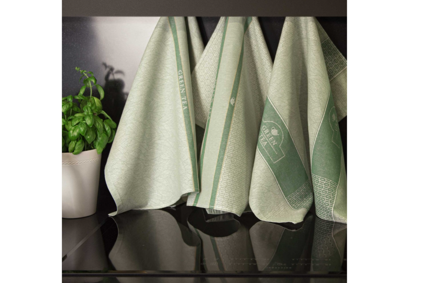 Rankšluosčių rinkinys "Green Tea. Žalios spalvos, 3 vnt, dydis 50x70.