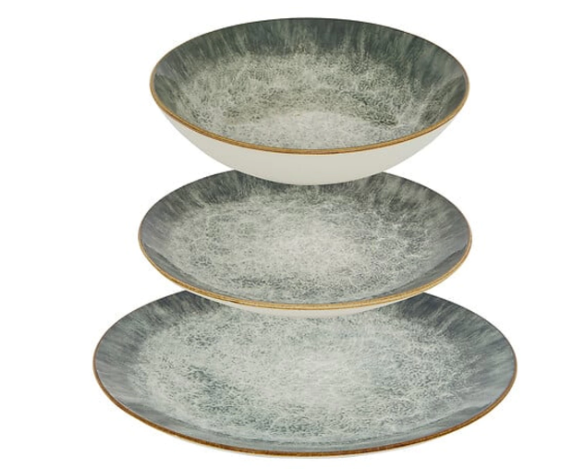 Elegantiškas žalios spalvos porcelianinis servizas